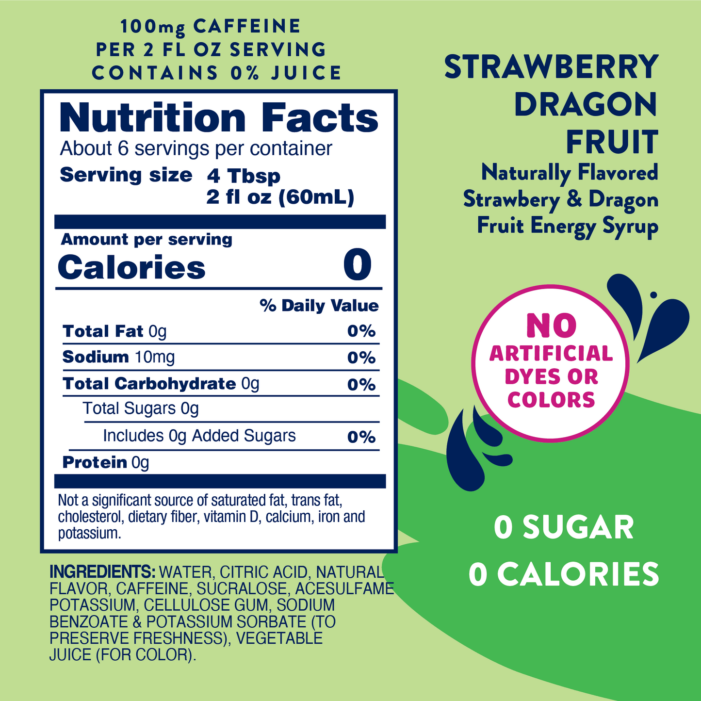 Jordan's Skinny Mixes - Sugar Free Strawberry Dragon Fruit Energy Syrup - 375ml