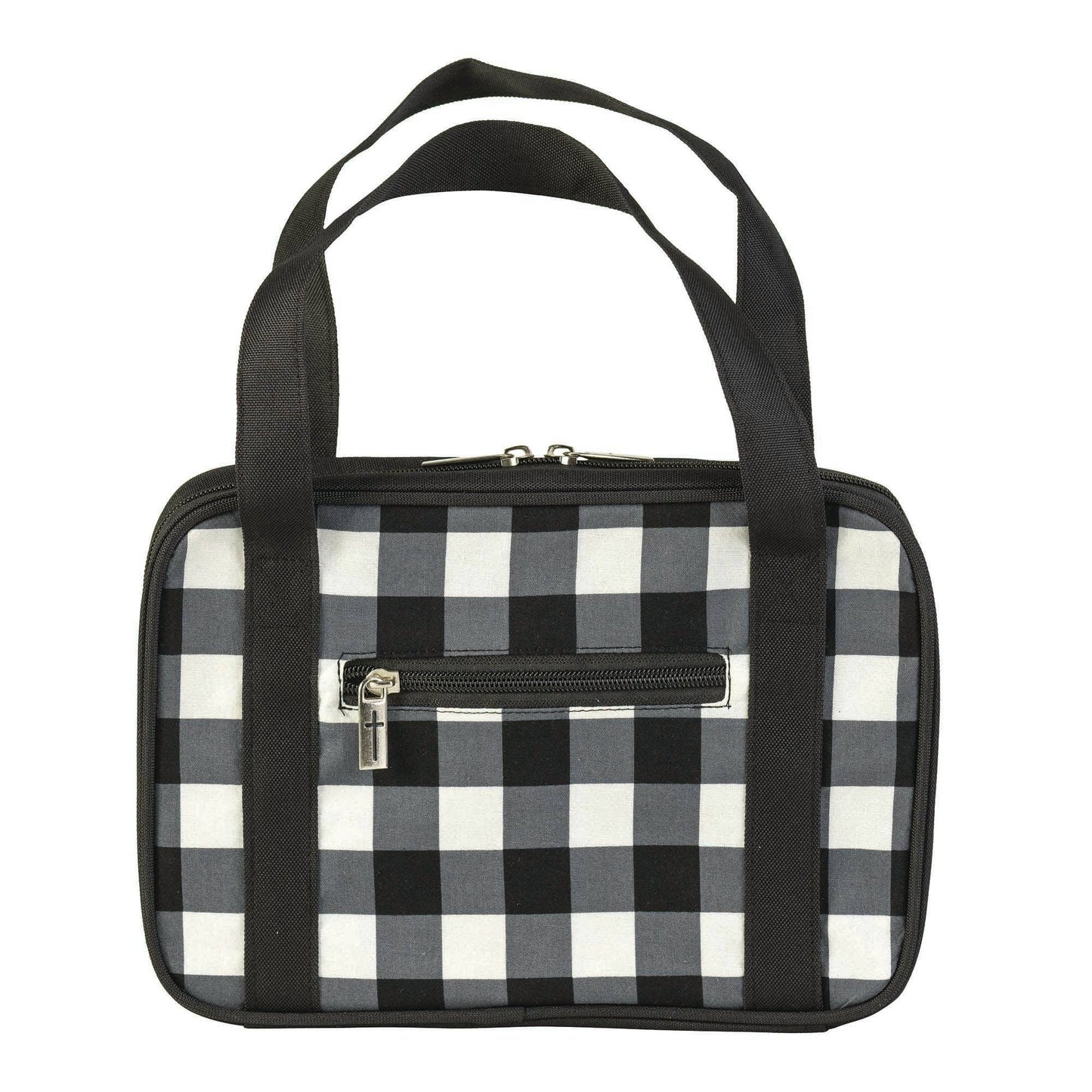 Cottage Garden - Bible Cover Black White Plaid Large