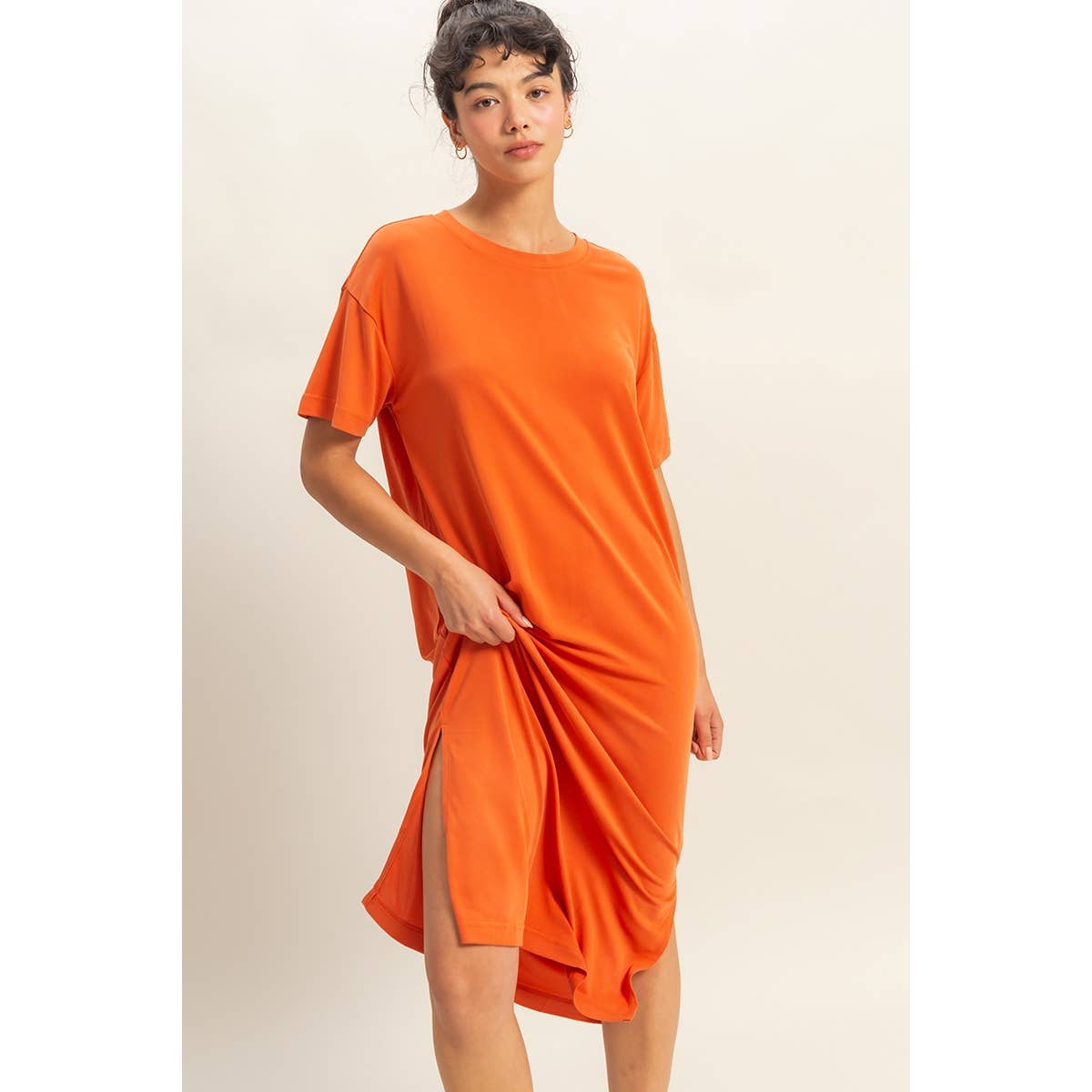 HYFVE - DZ23A961-Side Slit T-Shirt Midi Dress