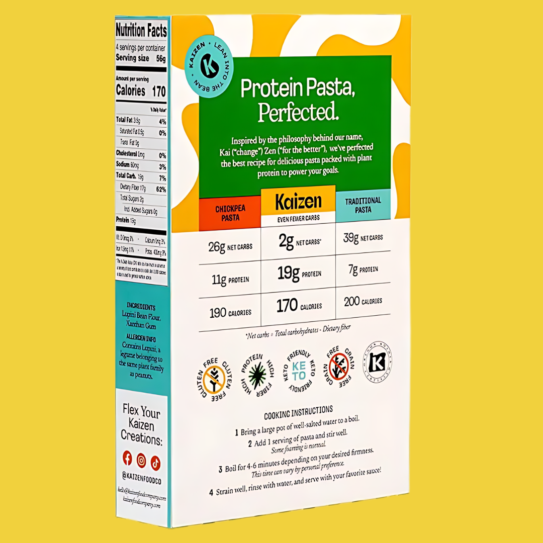 Kaizen Food Company - Fusilli 2g Net Carb High Protein Pasta - Fewer Carbs, Keto