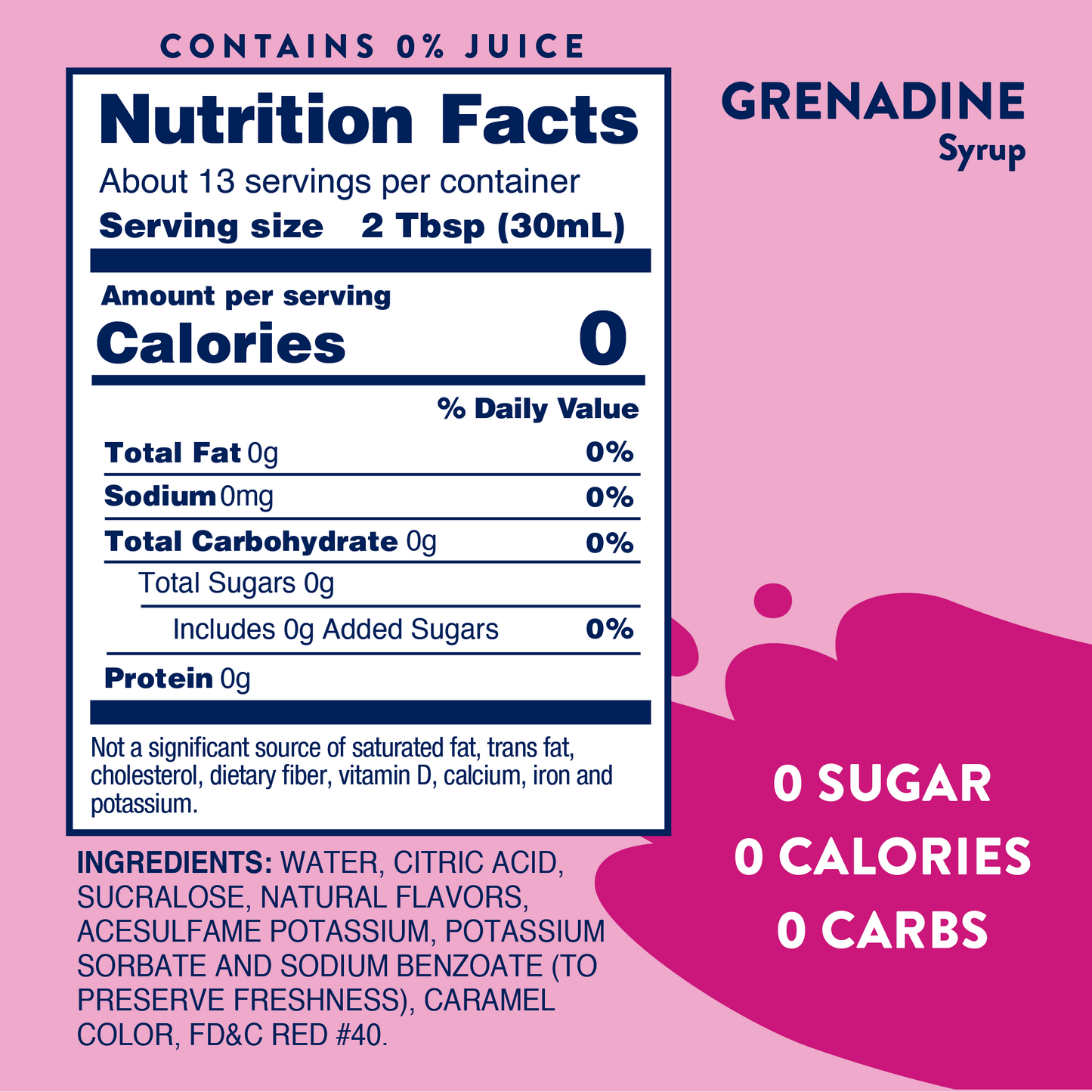 Jordan's Skinny Mixes - Sugar Free Grenadine Syrup - 375ml Mixer