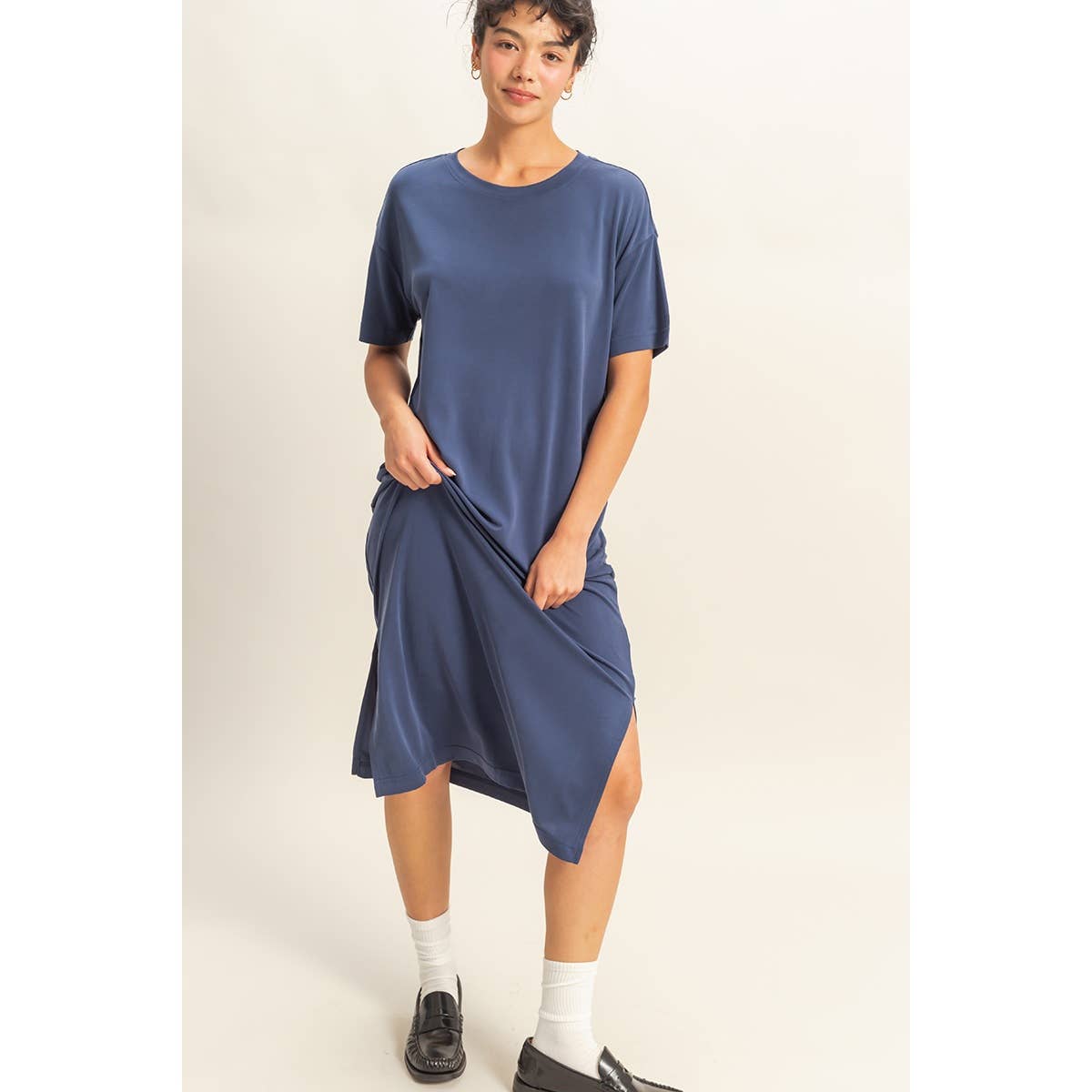 HYFVE - DZ23A961-Side Slit T-Shirt Midi Dress