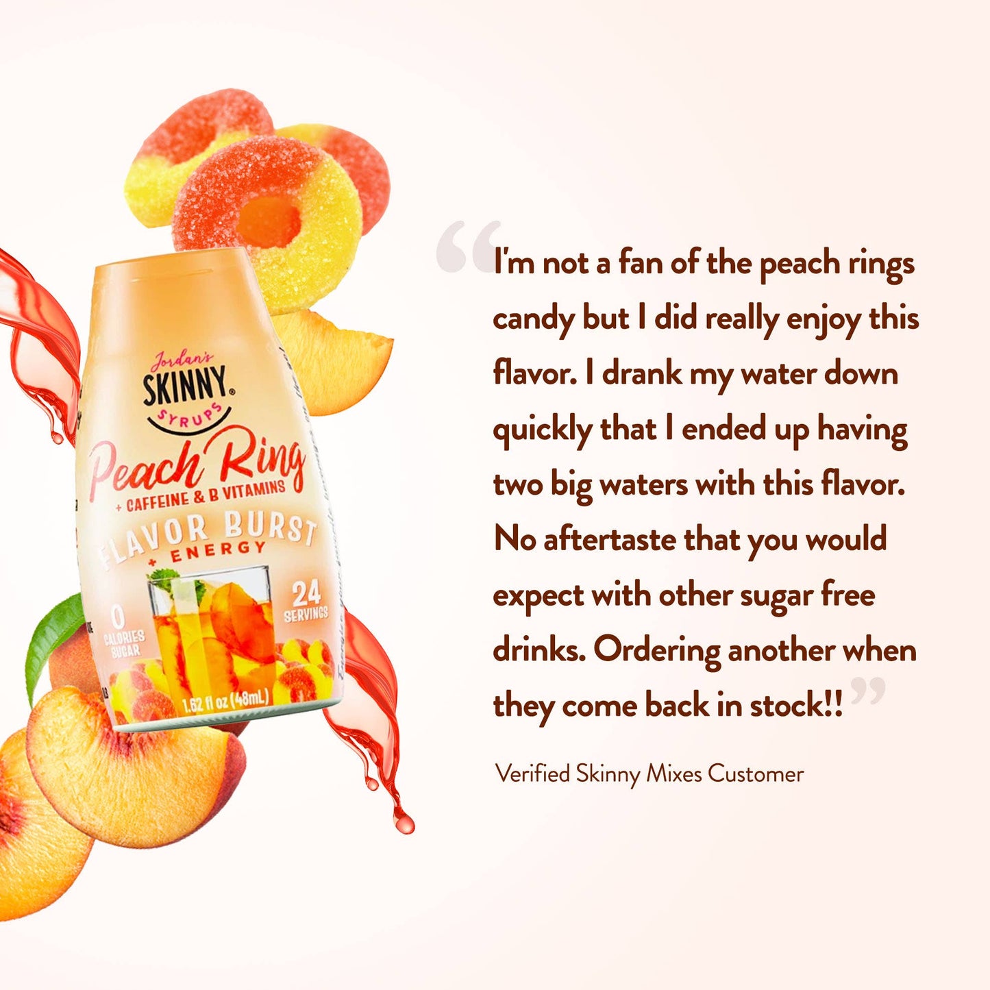 Jordan's Skinny Mixes - Flavor Burst - Sugar Free Peach Ring + Energy