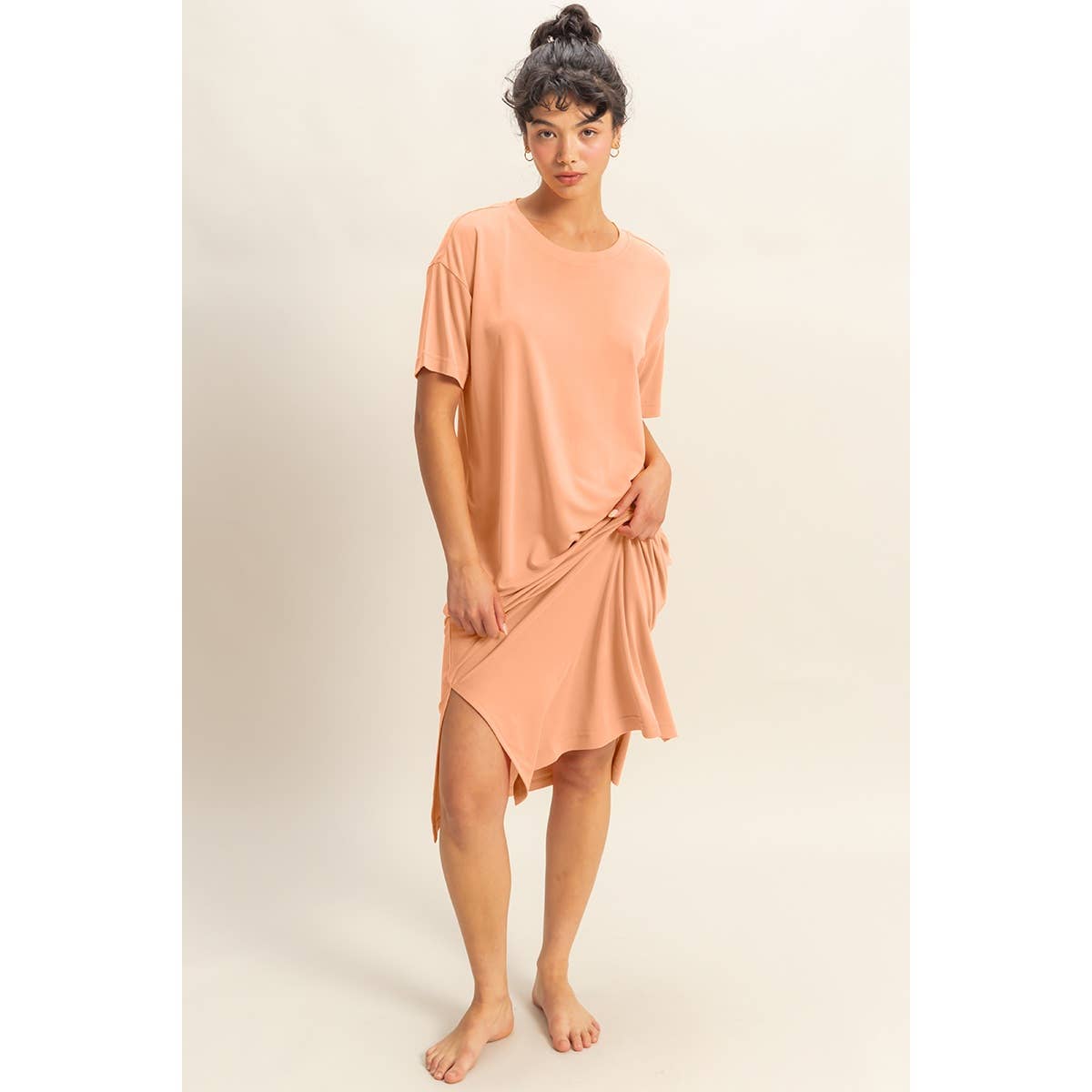 HYFVE - DZ23A961-Side Slit T-Shirt Midi Dress