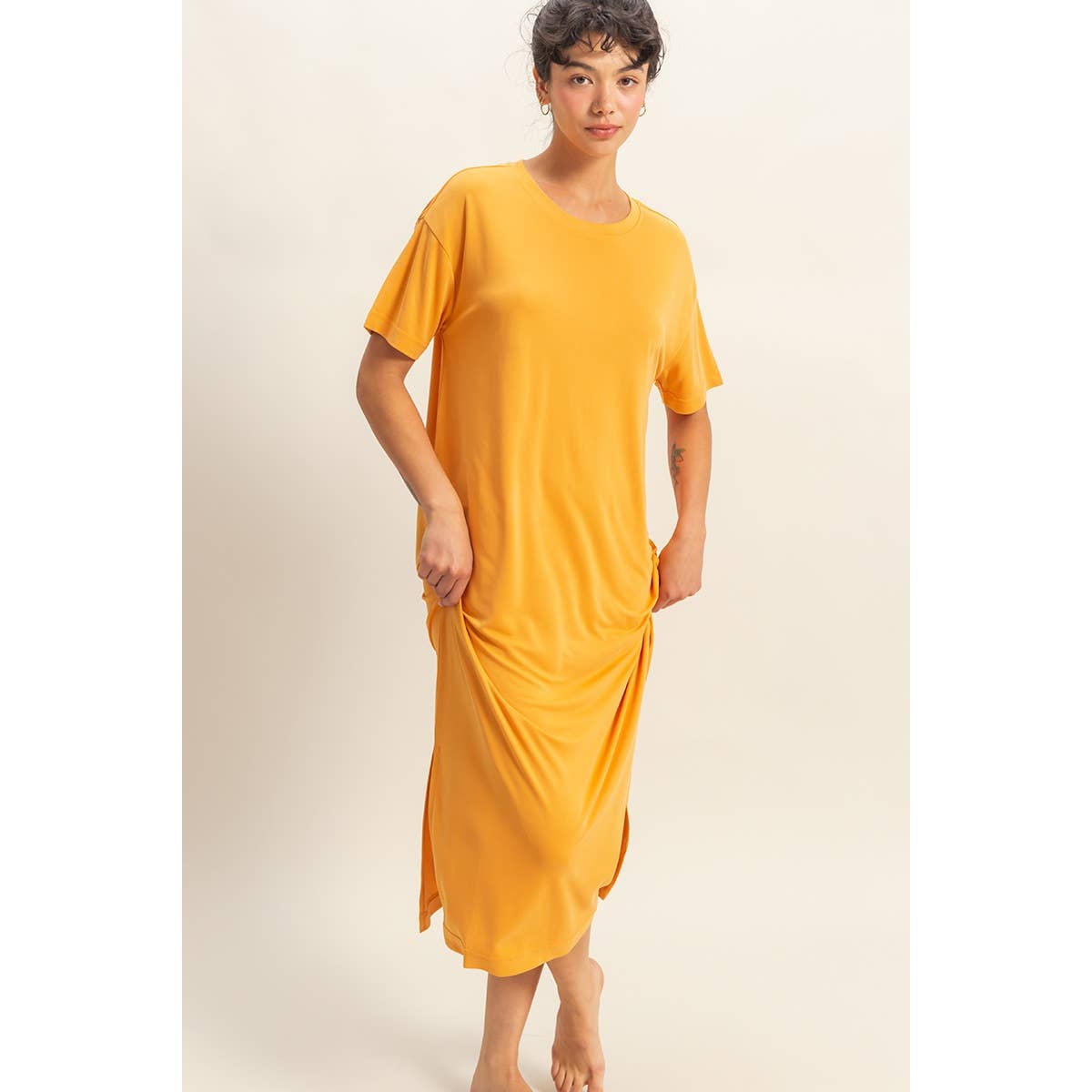 HYFVE - DZ23A961-Side Slit T-Shirt Midi Dress