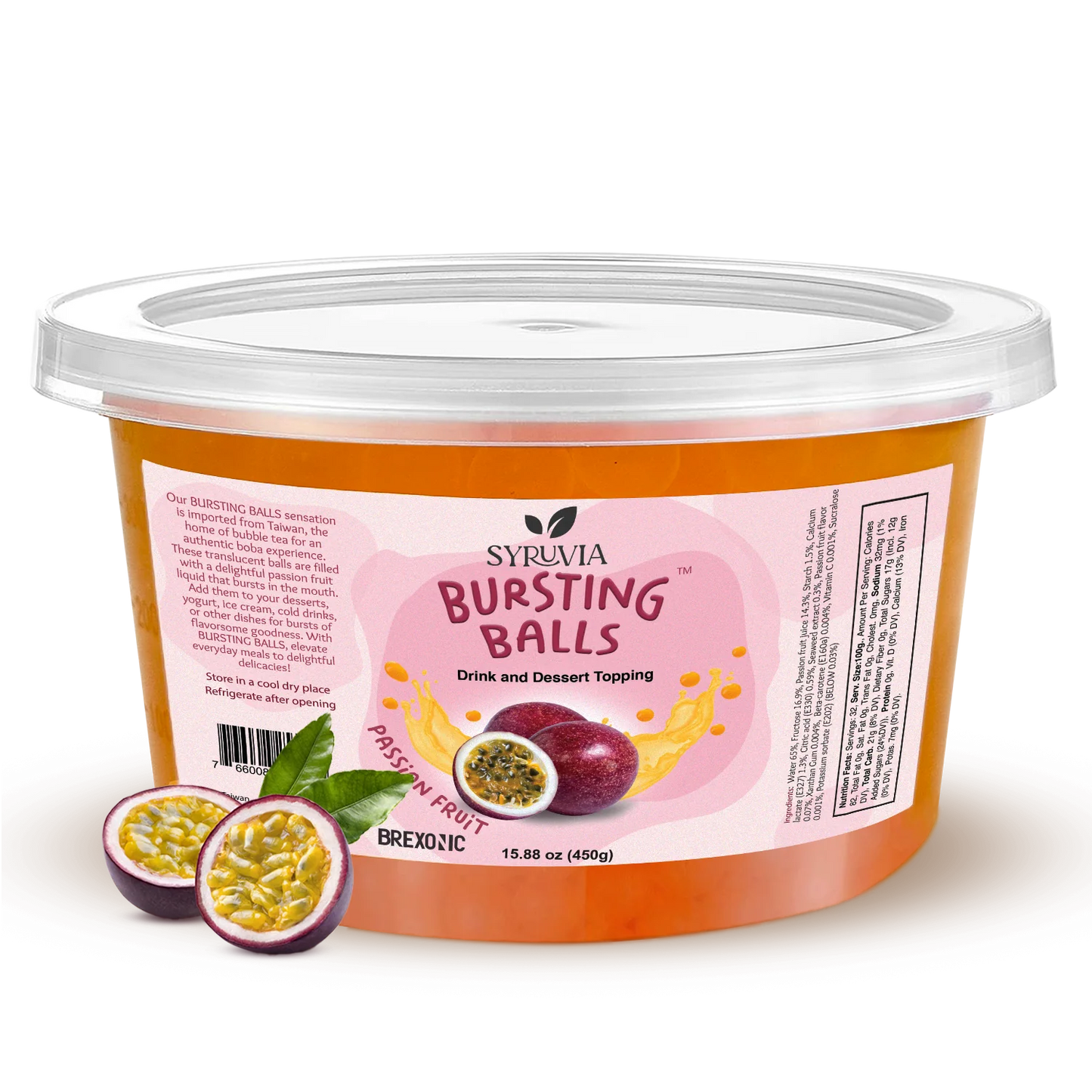 Syruvia - 1 LB Passion Fruit Flavored Popping Boba