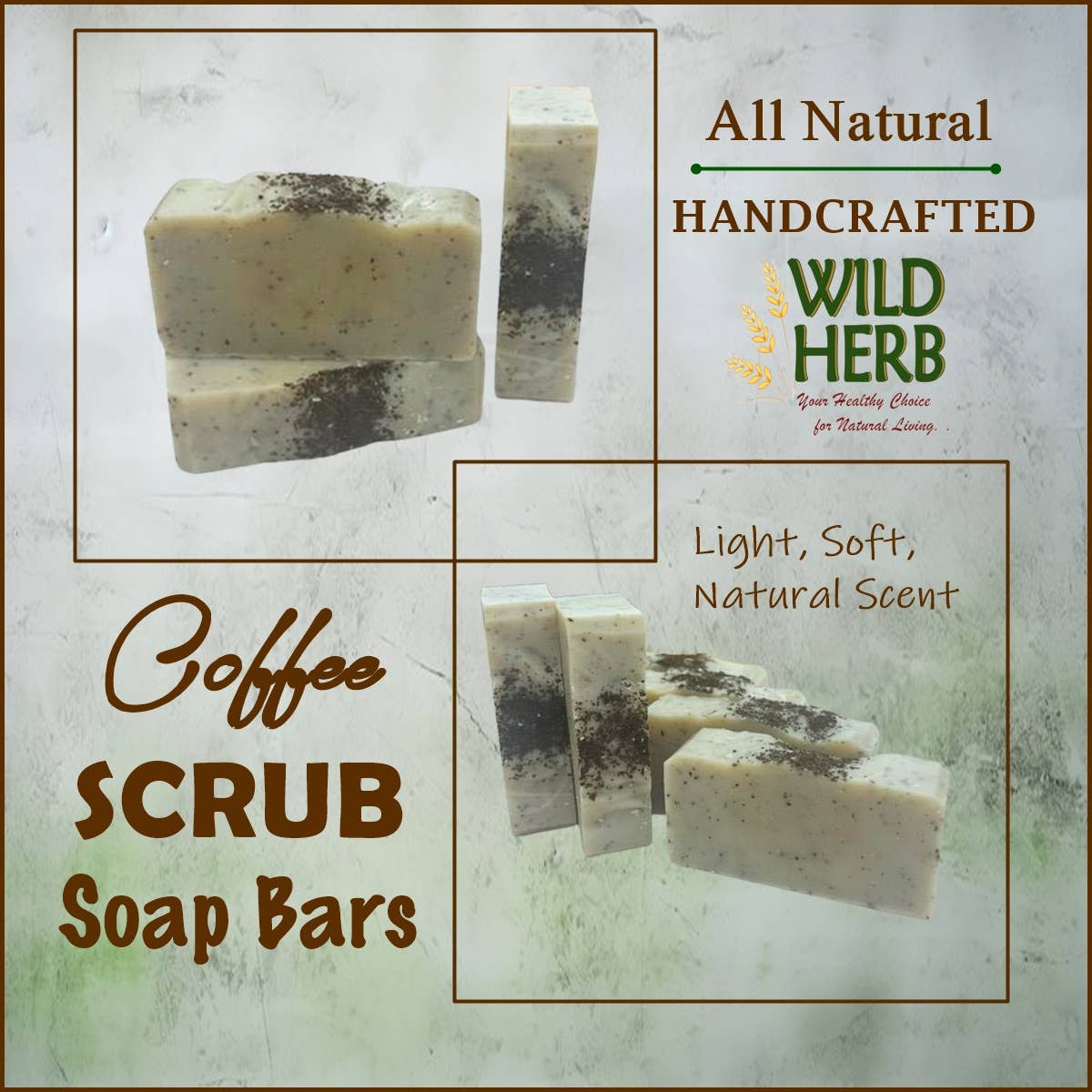 Wild Herb Soap Co - Coffee Scrub Bar | All Natural Soap Bar Nut Free Product