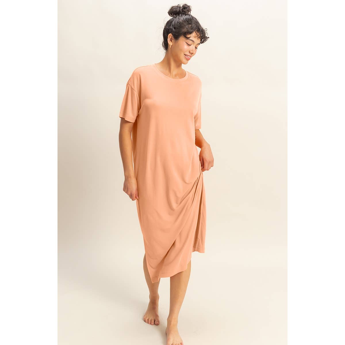 HYFVE - DZ23A961-Side Slit T-Shirt Midi Dress