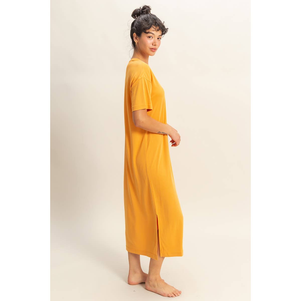 HYFVE - DZ23A961-Side Slit T-Shirt Midi Dress