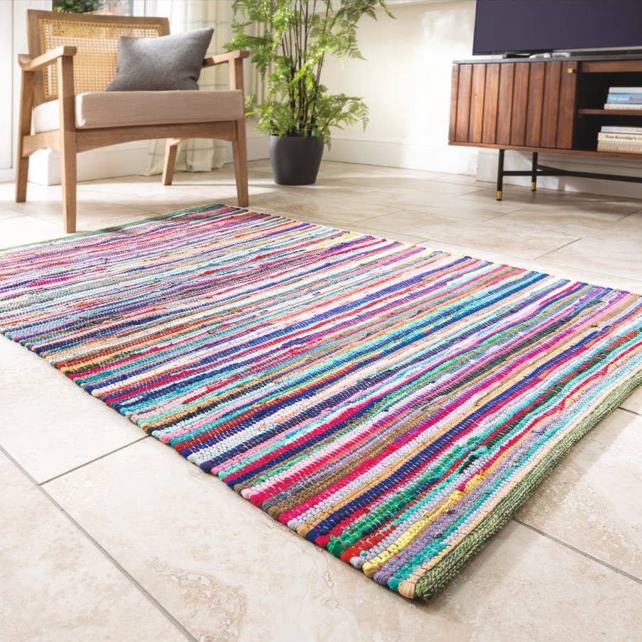 Allure Bath Fashions - Chindi Recycled Rag Rug - Hand-Woven & Multi-Coloured