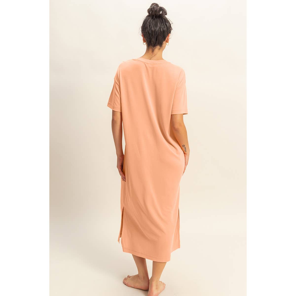 HYFVE - DZ23A961-Side Slit T-Shirt Midi Dress