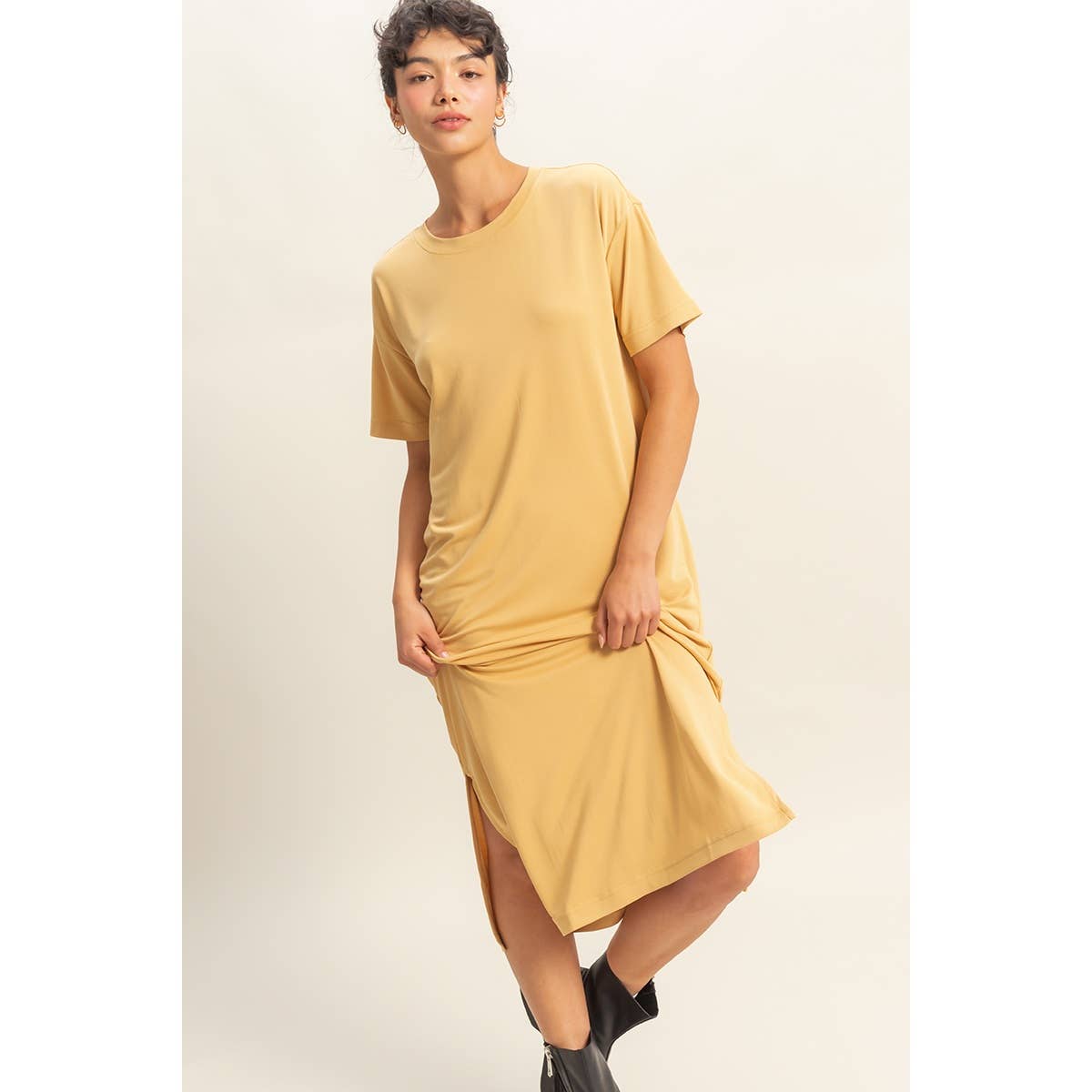 HYFVE - DZ23A961-Side Slit T-Shirt Midi Dress
