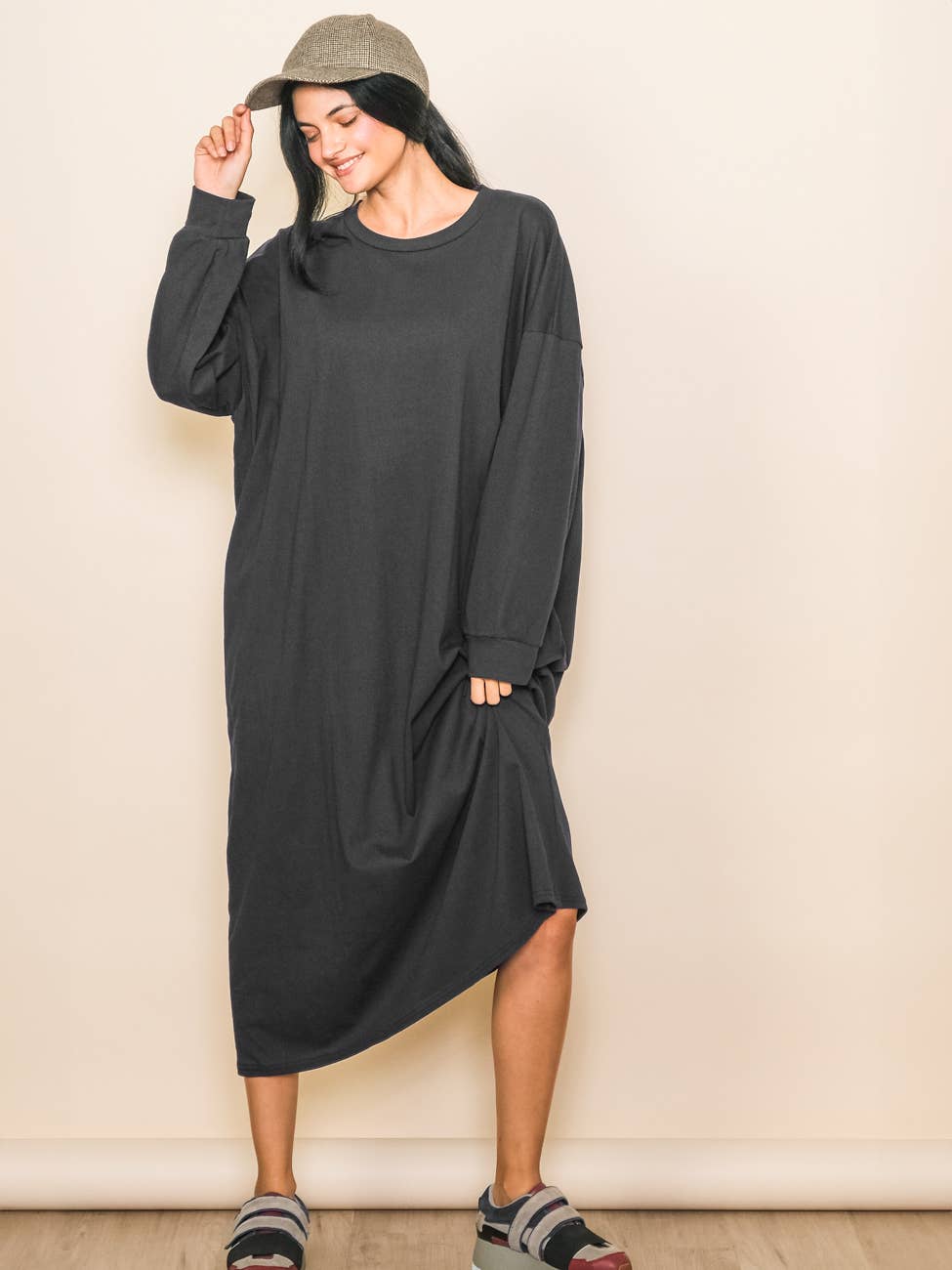 Elloh Collection -Comfy One Piece Oversized T-Shirt Dress with Pockets