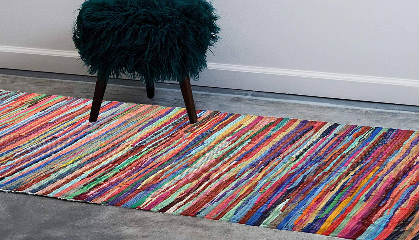 Allure Bath Fashions - Chindi Recycled Rag Rug - Hand-Woven & Multi-Coloured
