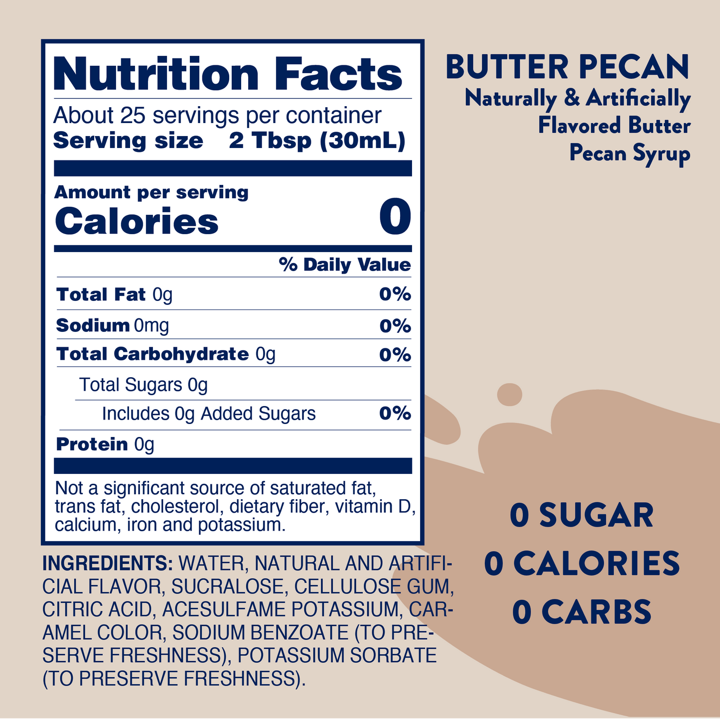 Jordan's Skinny Mixes - Sugar Free Butter Pecan Syrup