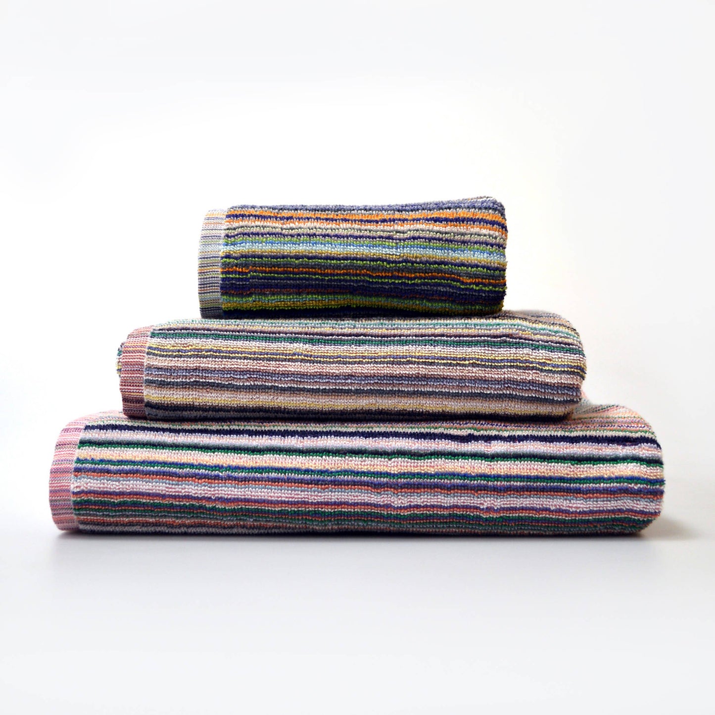 Allure Bath Fashions - Recycled Cotton Towels - Striped, Lightweight Remnant Yarn