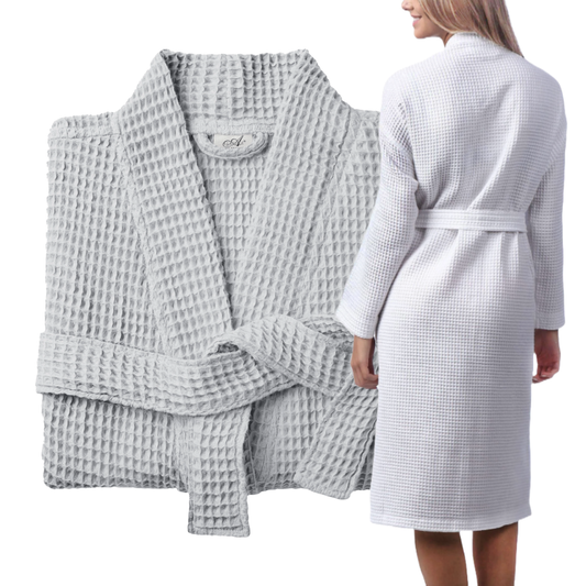 Allure Bath Fashions - Unisex Lightweight Waffle Bathrobe, Spa Dressing Gown Kimono