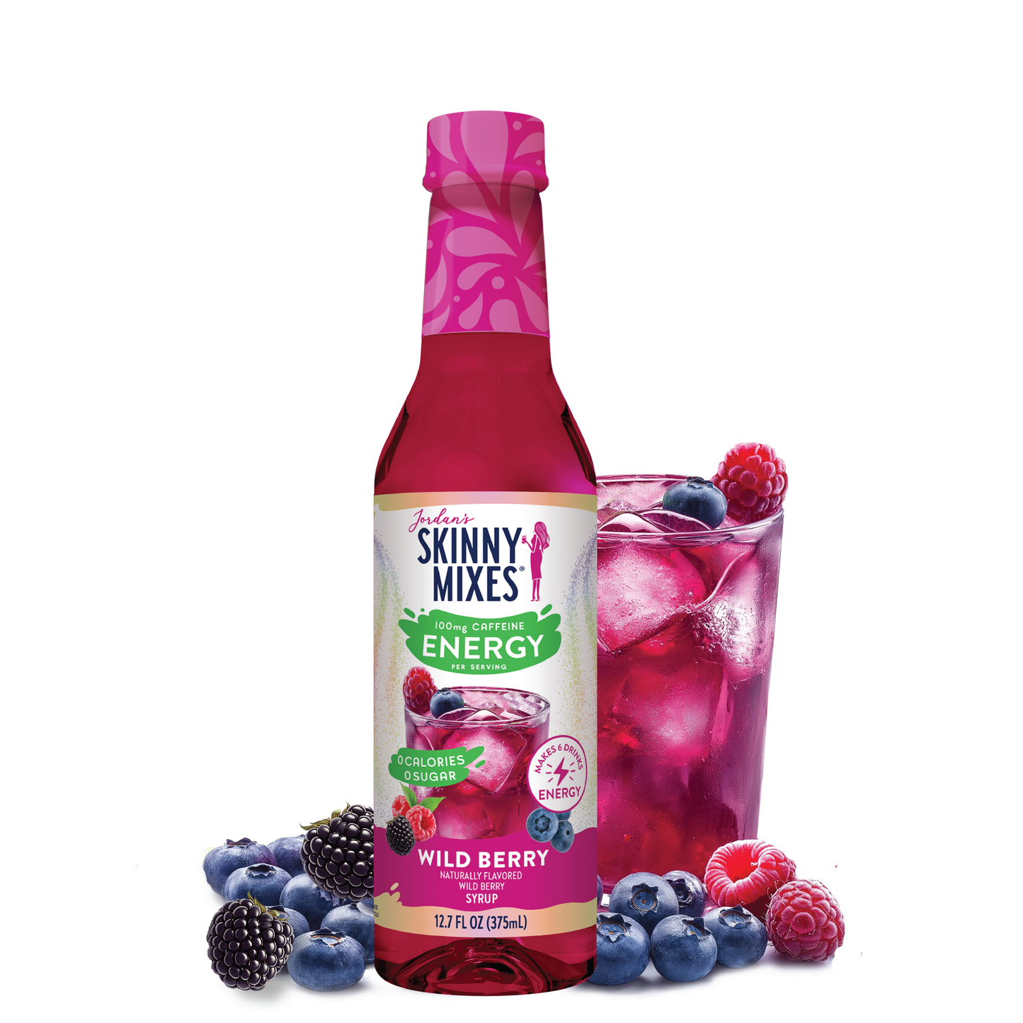 Jordan's Skinny Mixes - Sugar Free Wild Berry Energy Syrup - 375ml