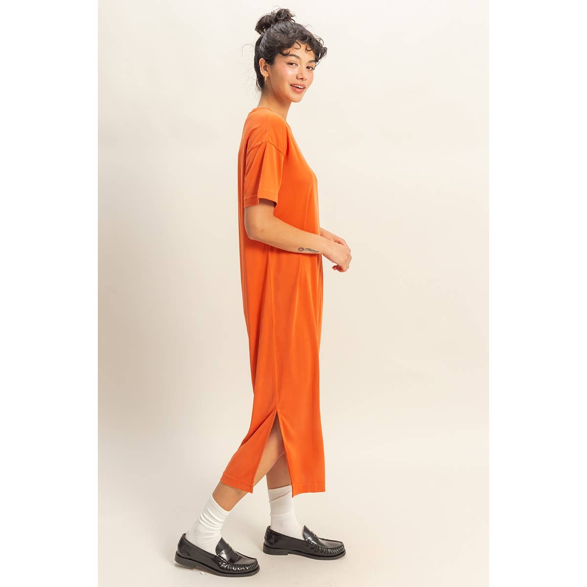 HYFVE - DZ23A961-Side Slit T-Shirt Midi Dress