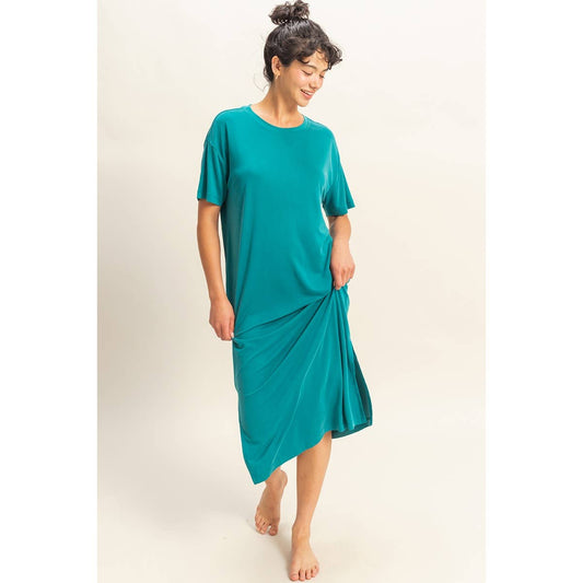 HYFVE - DZ23A961-Side Slit T-Shirt Midi Dress