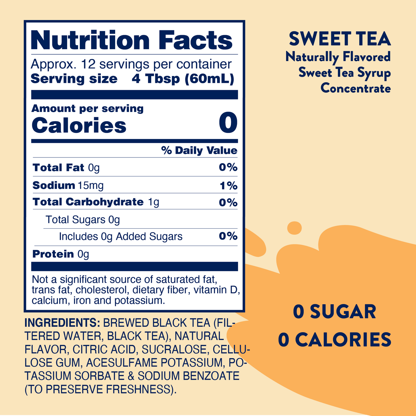 Jordan's Skinny Mixes - Sugar Free Sweet Tea Syrup Concentrate