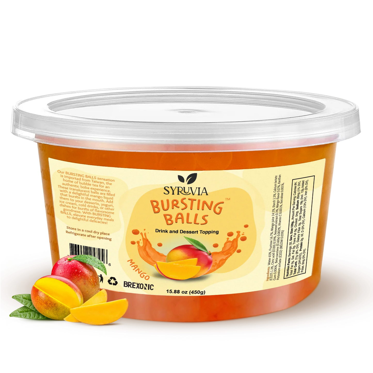 Syruvia - 1 LB Mango Flavored Popping Boba