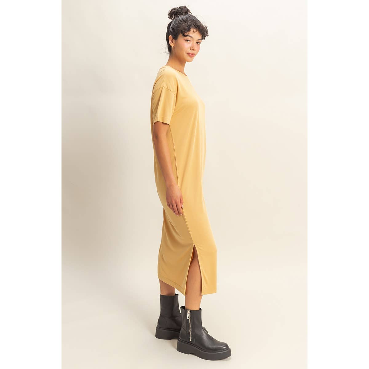 HYFVE - DZ23A961-Side Slit T-Shirt Midi Dress