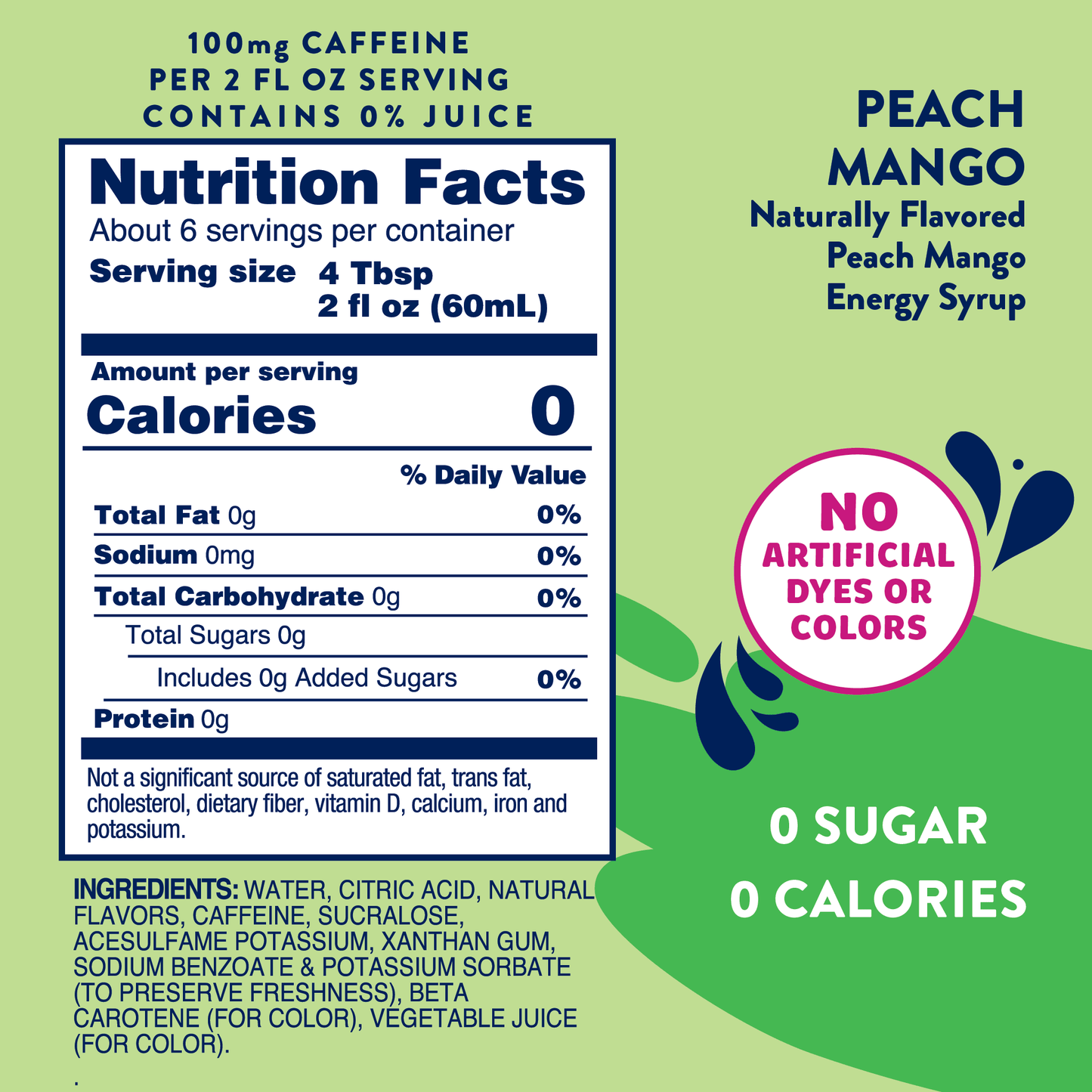 Jordan's Skinny Mixes - Sugar Free Peach Mango Energy Syrup - 375ml