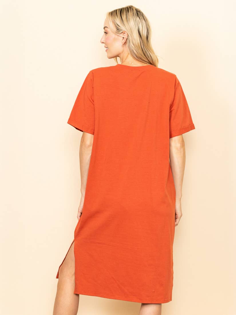 Elloh Collection -Oversized Fit Round Neck T-Shirt Dress