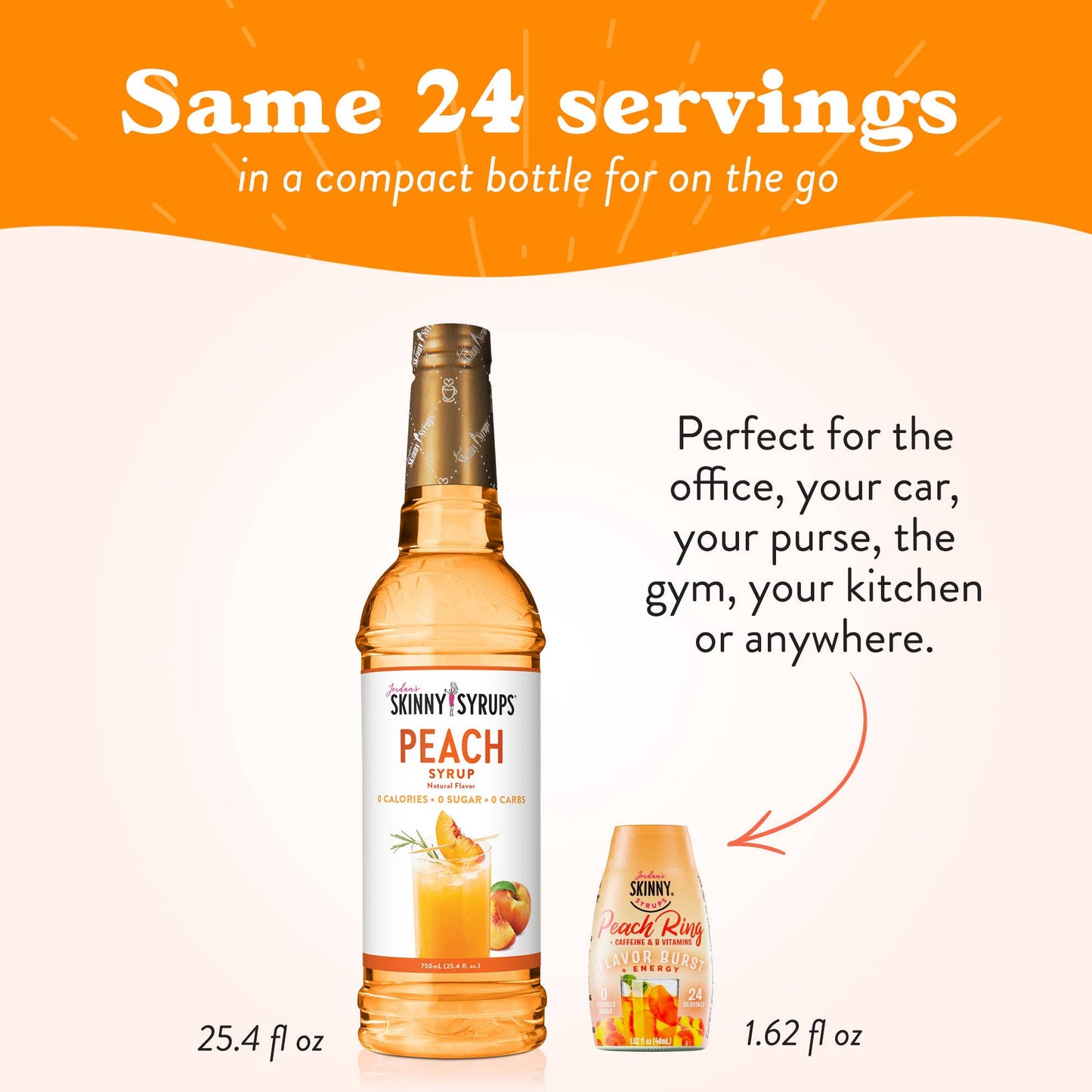 Jordan's Skinny Mixes - Flavor Burst - Sugar Free Peach Ring + Energy