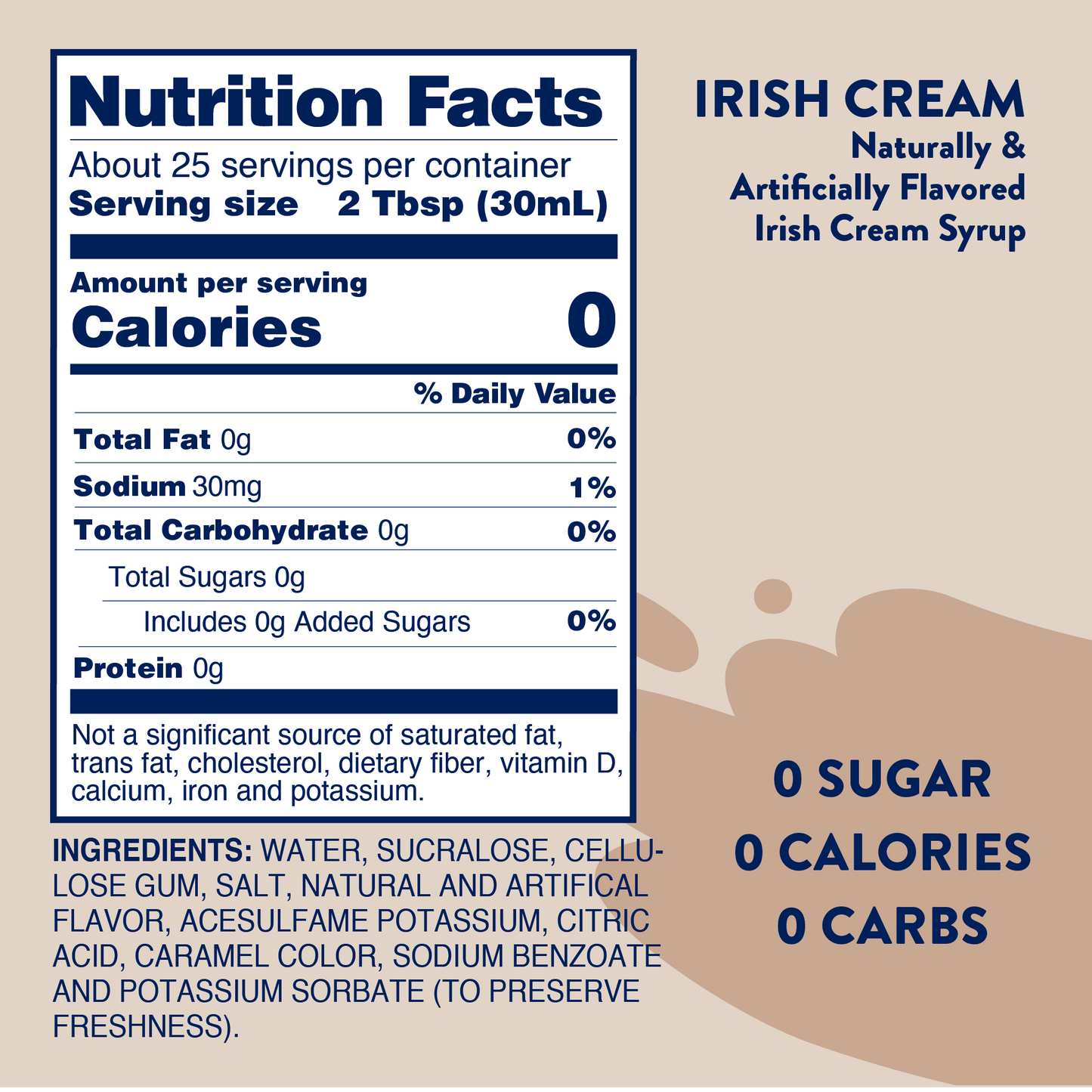 Jordan's Skinny Mixes - Sugar Free Irish Cream Syrup