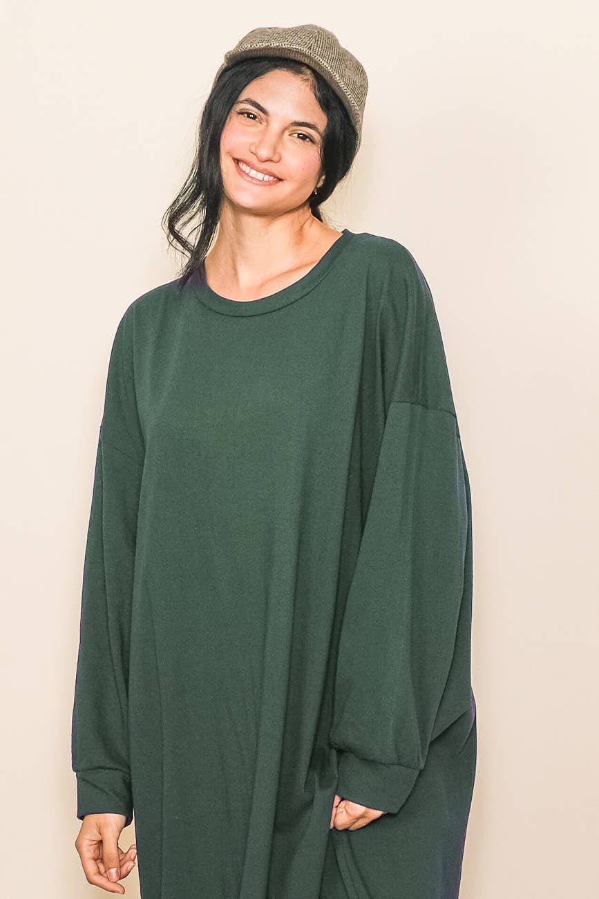 Elloh Collection -Comfy One Piece Oversized T-Shirt Dress with Pockets