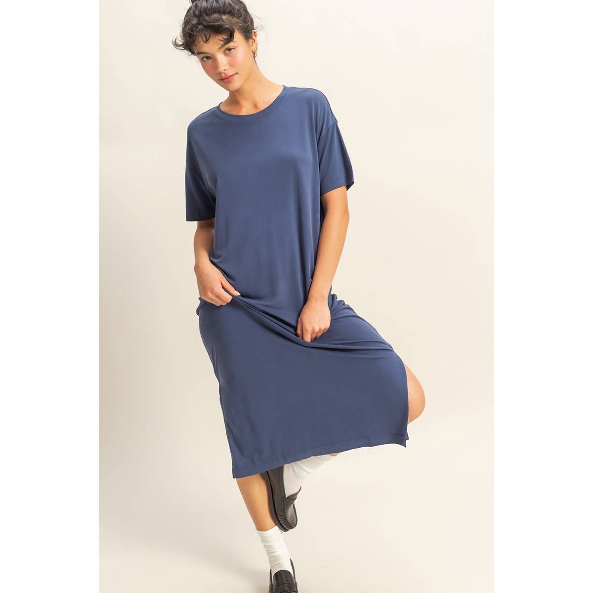HYFVE - DZ23A961-Side Slit T-Shirt Midi Dress